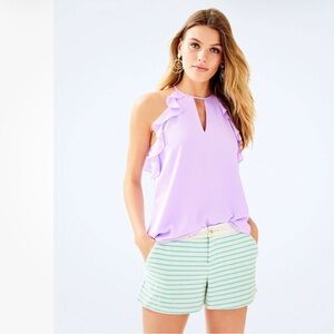 LILLY PULITZER Callahan Party Shorts Blue Horizon Bayview Stripe  Coastal Chic